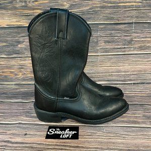 Justin Men's Black Leather Roper Boots Cowboy Size 9D
